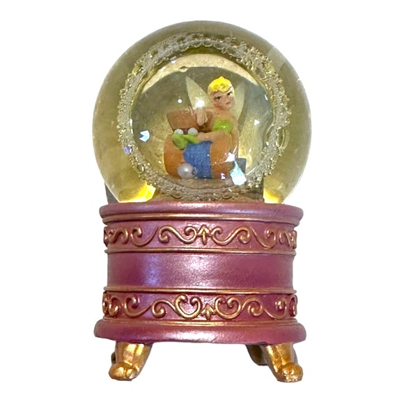 Disney Store Tinkerbell Sitting On Spools of Thread 3 1/2" Miniature Snow Globe - Picture 2 of 10